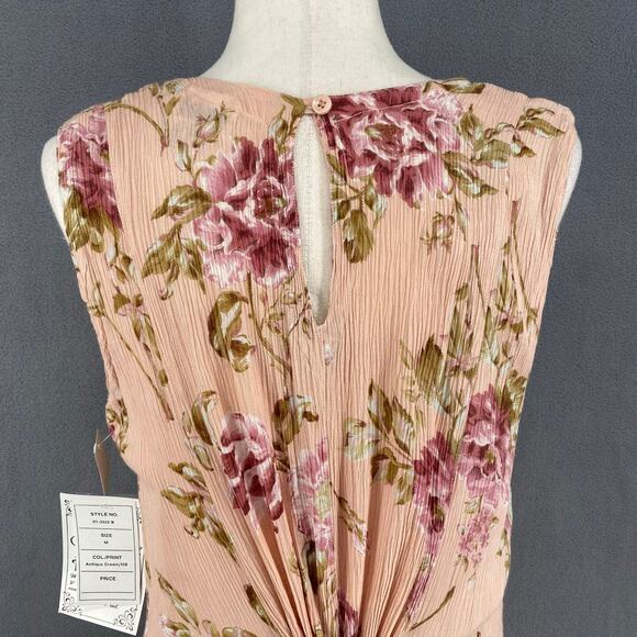 Vtg 90s NOS American Angel Romantic Boho Rose Floral Crinkle Rayon Maxi Dress M - Picture 8 of 16
